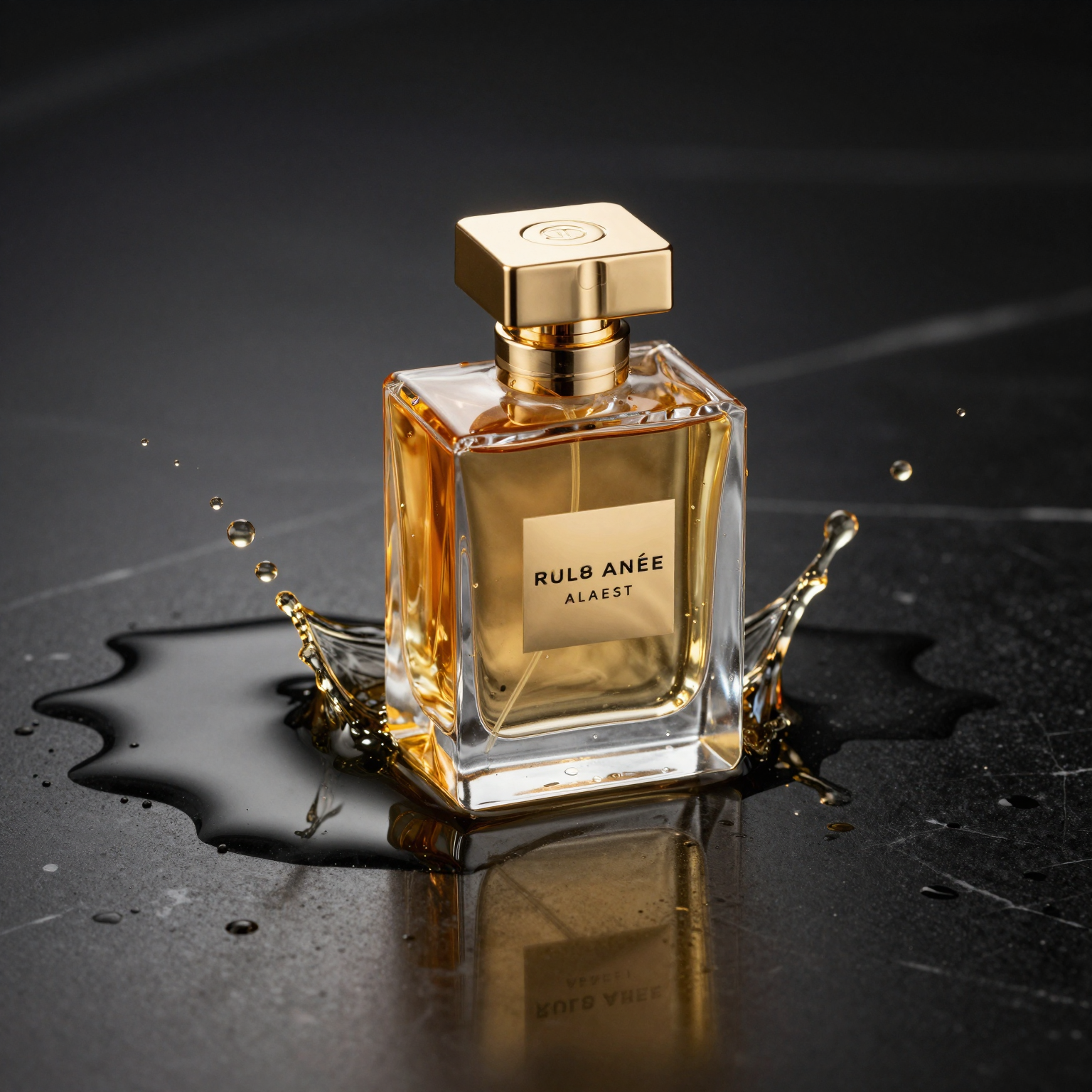 Z-Image AI generation demo: luxury perfume bottle product shot on wet marble